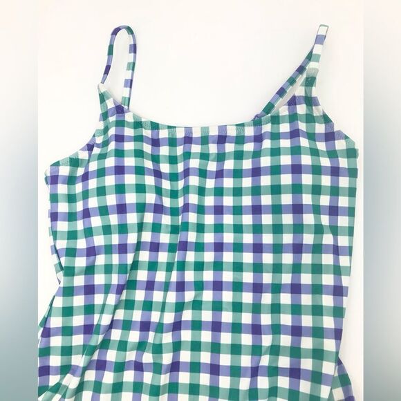 Amazon Essentials Blue Green Gingham One Piece Bathing Swim Suit - Picture 6 of 15
